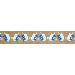 Best Sale ✔️ 1.5" x 30ft. Faux Linen Wired Sevivon Ribbon by Celebrate It® Hanukkah ✔️ -Celebrate It Sales Shop 10699077 3