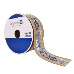 Brand new 🎉 1.5" x 30ft. Faux Linen Wired Candles Ribbon by Celebrate It® Hanukkah ⌛