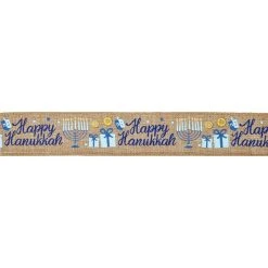 Brand new 🎉 1.5" x 30ft. Faux Linen Wired Candles Ribbon by Celebrate It® Hanukkah ⌛ -Celebrate It Sales Shop 10699084 3