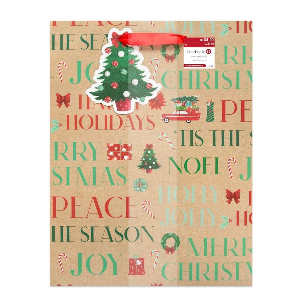 Top 10 ❤️ Large Kraft Sentiments Gift Bags, 2ct. by Celebrate It™ Christmas 💯 6 Top 10 ❤️ Large Kraft Sentiments Gift Bags, 2ct. by Celebrate It™ Christmas 💯 - Image 6