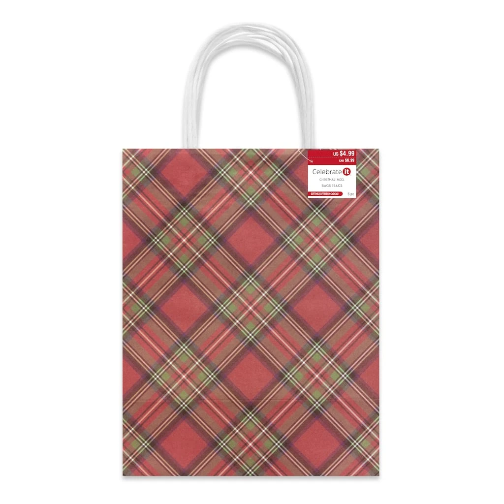 Brand new ⭐ Medium Plaid Gift Bags, 5ct. by Celebrate It™ Christmas 🧨 4 Brand new ⭐ Medium Plaid Gift Bags, 5ct. by Celebrate It™ Christmas 🧨 - Image 4