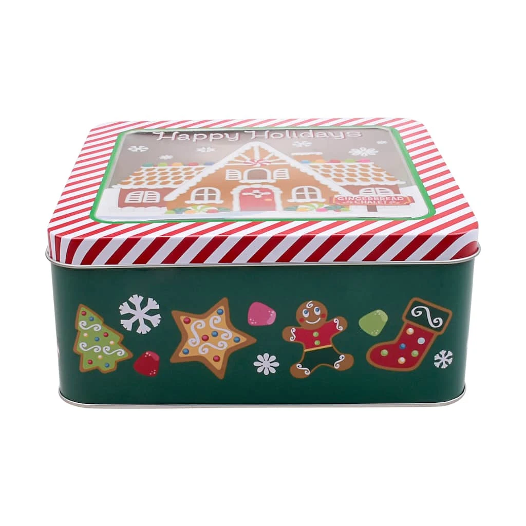 Discount ⌛ 7.5" Gingerbread Chalet Tin by Celebrate It™ ⌛ Christmas ✔️ 2 Discount ⌛ 7.5" Gingerbread Chalet Tin by Celebrate It™ ⌛ Christmas ✔️ - Image 2