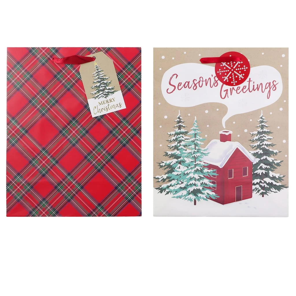 Cheap ✨ Medium Greetings Cabin & Plaid Gift Bags, 2ct. by Celebrate It™ 💯 Christmas ❤️ 1 Cheap ✨ Medium Greetings Cabin & Plaid Gift Bags, 2ct. by Celebrate It™ 💯 Christmas ❤️
