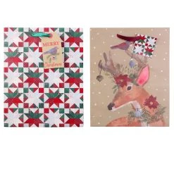 Top 10 👍 Kraft Deer & Snowflake Quilt Gift Bags by Celebrate It™, 2ct. 👍