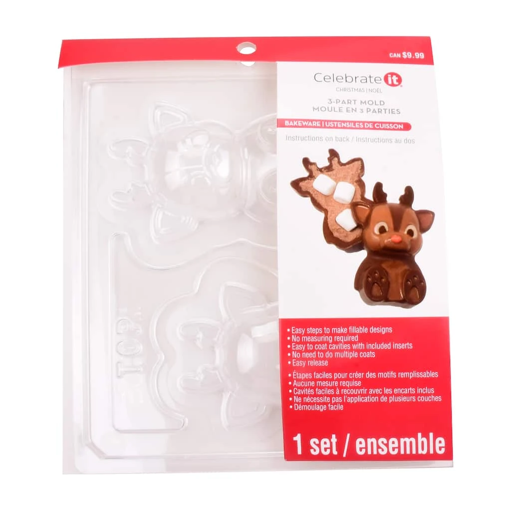 Promo 🎉 Reindeer 3-Part Mold by Celebrate It® ❤️ 1 Promo 🎉 Reindeer 3-Part Mold by Celebrate It® ❤️