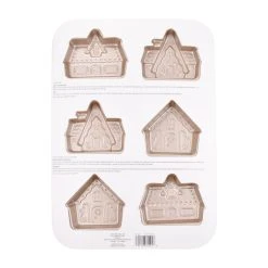 Hot Sale 🔥 Gold 6-Cavity Gingerbread House Christmas Cake Pan by Celebrate It® 🔔 -Celebrate It Sales Shop 10702447 8