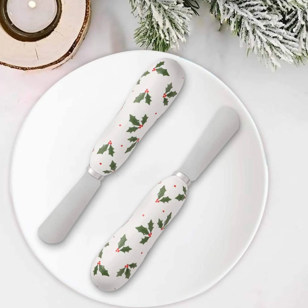 New π 5.7" Holly Cheese Knifes by Celebrate It™, 2ct. π 2 New π 5.7" Holly Cheese Knifes by Celebrate It™, 2ct. π - Image 2