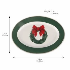 Wholesale 🌟 14" Green & White Wreath Oval Platter by Celebrate It™ ⌛ -Celebrate It Sales Shop 10703042 4