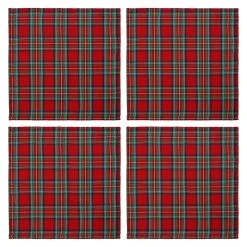 New ❤️ Red Tartan ❄ Christmas Linen Napkins by Celebrate It™, 4ct. 🤩