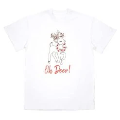 Promo 🥰 White Oh Deer Adult T-Shirt by Celebrate It™ ❄ Christmas ✔️