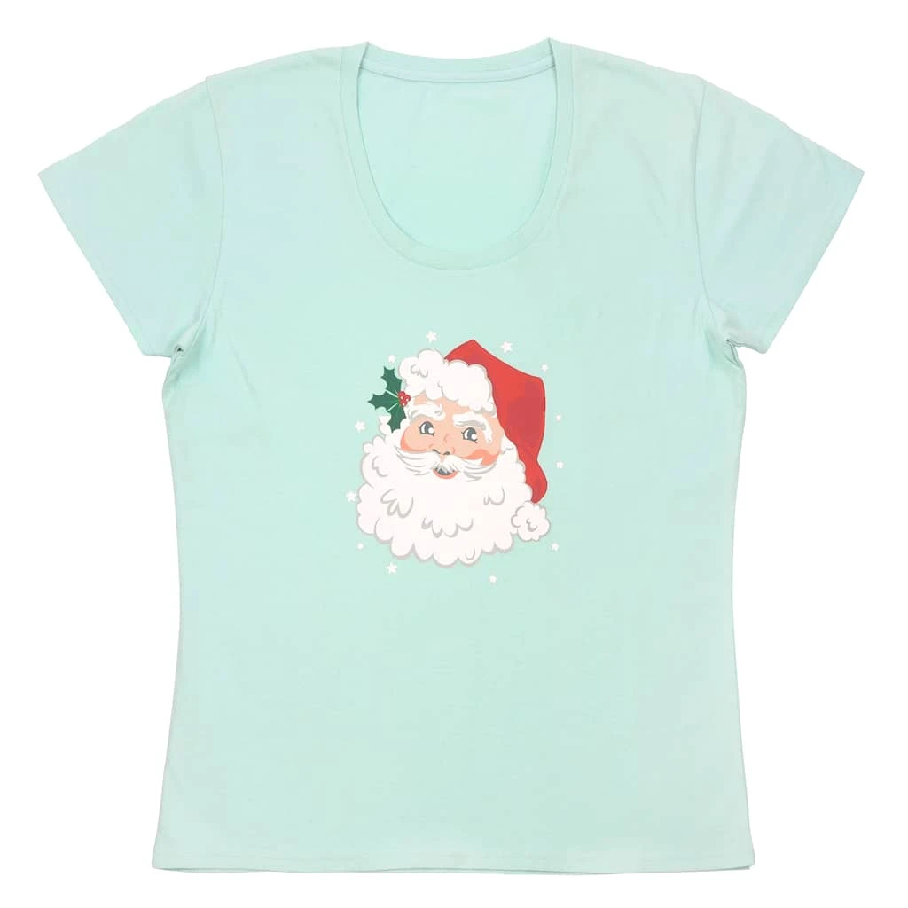 Budget π€© Light Blue Santa Ladies T-Shirt by Celebrate It™ π 1 Budget π€© Light Blue Santa Ladies T-Shirt by Celebrate It™ π