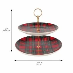 Deals 😀 10" Red Tartan & Gold Treat Stand by Celebrate It™ 🧨 -Celebrate It Sales Shop 10703556 4
