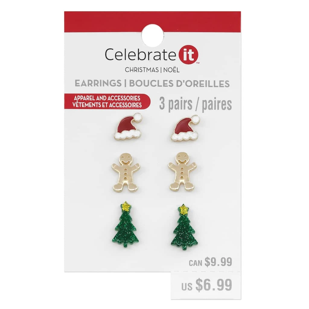 Budget ✔️ Christmas Icon Stud Earrings by Celebrate It™ ✔️ 1 Budget ✔️ Christmas Icon Stud Earrings by Celebrate It™ ✔️