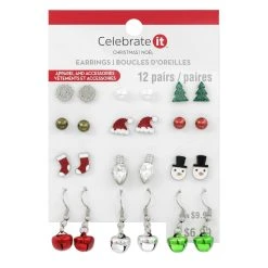 Best Pirce 👏 Christmas Silver, Green & Red Earrings Set by Celebrate It™ 🤩