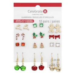 Best Pirce ✨ Christmas Gold, Green & Red Earrings Set by Celebrate It™ 🎉