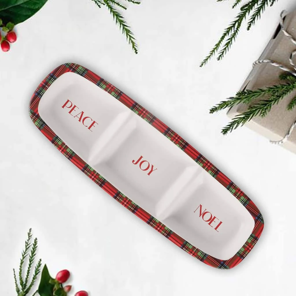 Buy ๐ 12.2" Red Peace, Joy, & Noel Tartan Platter by Celebrate It™ โ๏ธ 2 Buy ๐ 12.2" Red Peace, Joy, & Noel Tartan Platter by Celebrate It™ โ๏ธ - Image 2