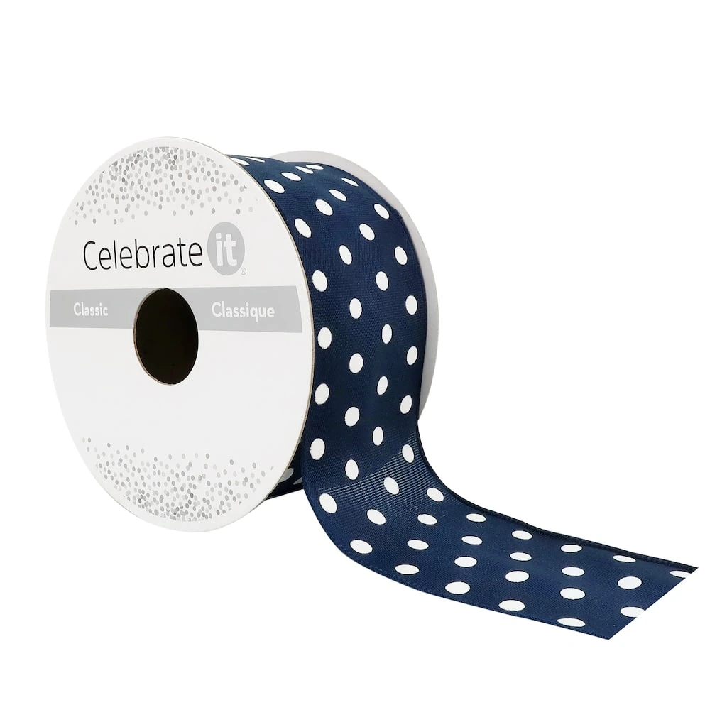 Flash Sale ❤️ 12 Pack: 1.5" x 3yd. Sheer Wired Polka Dot Ribbon by Celebrate It® ⭐ 1 Flash Sale ❤️ 12 Pack: 1.5" x 3yd. Sheer Wired Polka Dot Ribbon by Celebrate It® ⭐