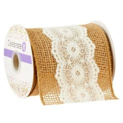 Best deal 😍 12 Pack: 3.5" Burlap Lace Wired Ribbon by Celebrate It® Occasions™ 🥰