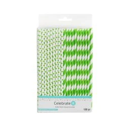 Deals 👍 8 Packs: 100 ct. (800 total) Green Printed Paper Straws by Celebrate It™ Entertaining 🌟