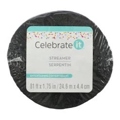 Buy 👍 12 Pack: Black Crepe Streamer by Celebrate It™ ✔️