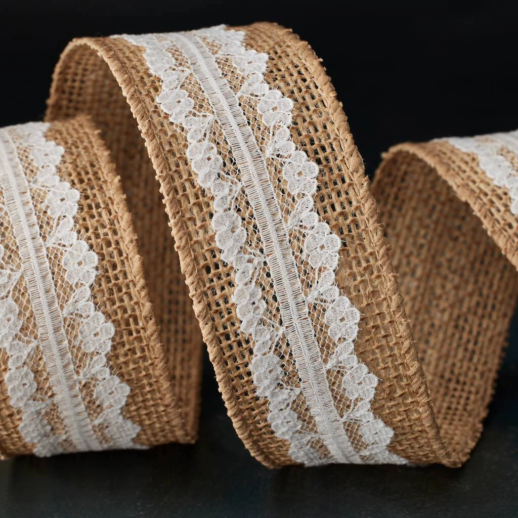 Deals ⌛ 12 Pack: 1.5" Burlap & Lace Wired Ribbon by Celebrate It® Occasions™ ✔️ 2 Deals ⌛ 12 Pack: 1.5" Burlap & Lace Wired Ribbon by Celebrate It® Occasions™ ✔️ - Image 2