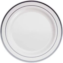 Flash Sale 🎁 12 Packs: 10 ct. (120 total) Round Lunch Plates with Silver Trim by Celebrate It™ 🥰