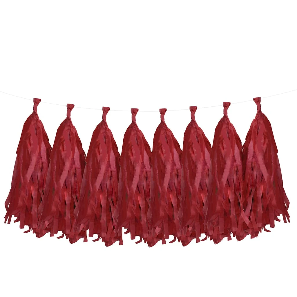 Promo 😍 12 Pack: Red Tissue Tassel Garland by Celebrate It™ ✔️ 1 Promo 😍 12 Pack: Red Tissue Tassel Garland by Celebrate It™ ✔️