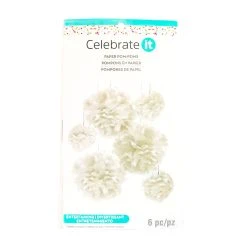 Cheapest ⭐ 12 Packs: 6 ct. (72 total) White Paper Pom Poms by Celebrate It™ 💯