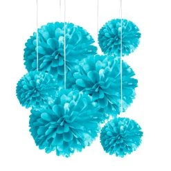 Brand new ⭐ 12 Packs: 6 ct. (72 total) Turquoise Paper Pom Poms by Celebrate It™ ⌛