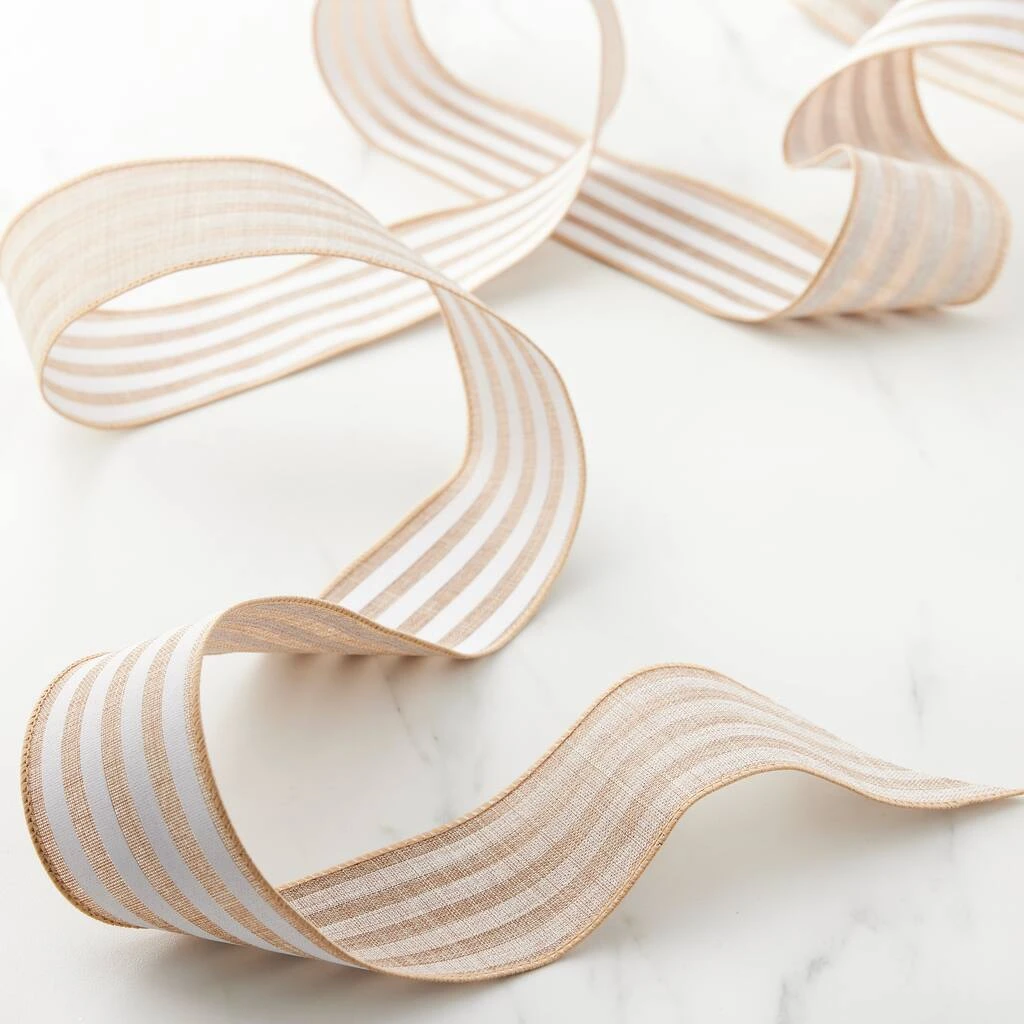 Coupon π 12 Pack: 2.5" Faux Linen Wired Stripe Ribbon by Celebrate It™ π€© 2 Coupon π 12 Pack: 2.5" Faux Linen Wired Stripe Ribbon by Celebrate It™ π€© - Image 2